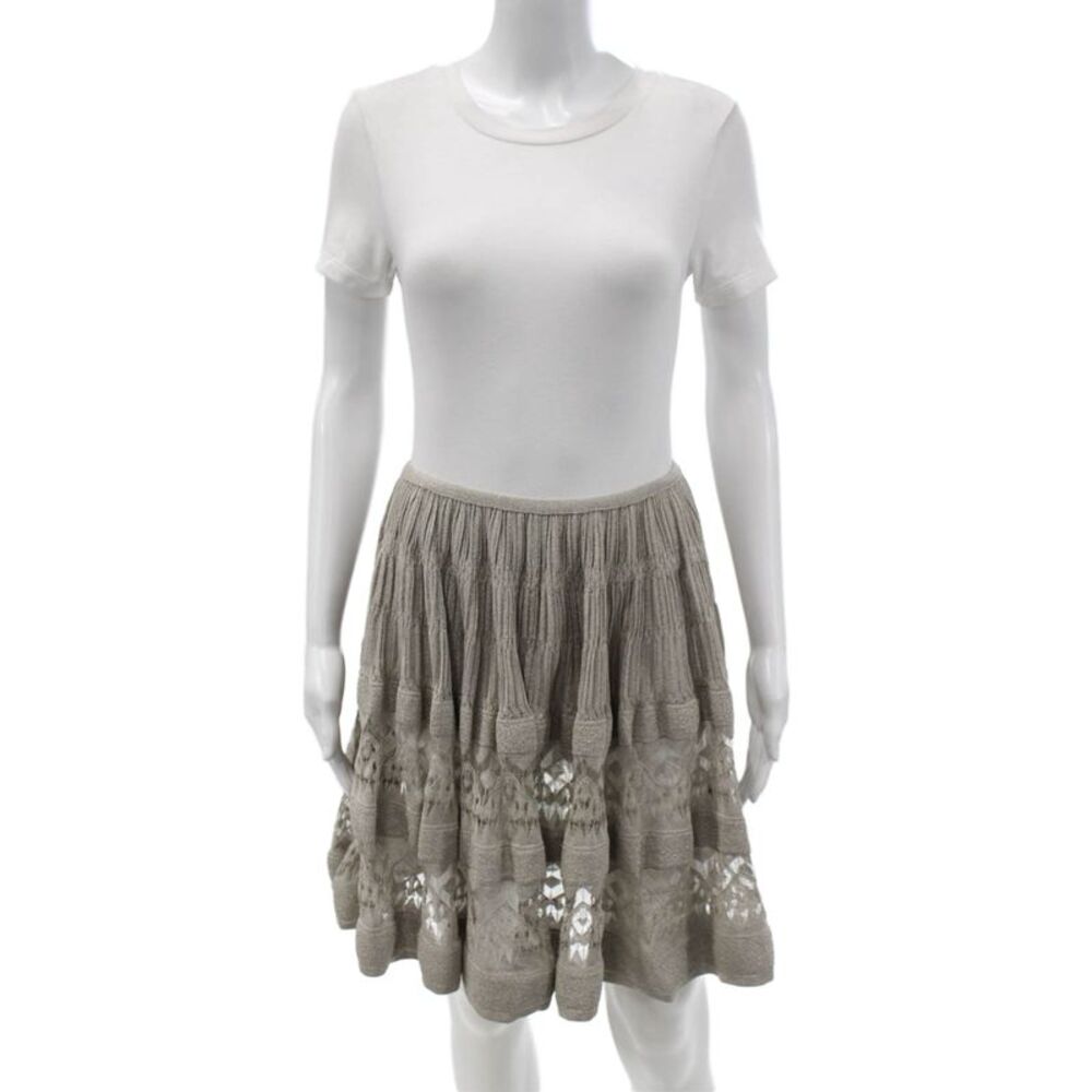 Alaia Womens A-Line Gray Knee-Length Skirt Zip Bohemian Size 40